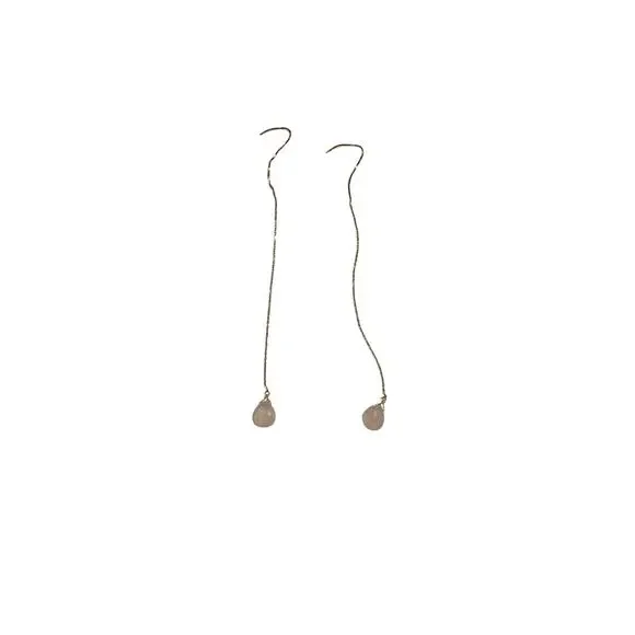 ete Rose Quartz 10K gold earrings*HOT dangle earrings!